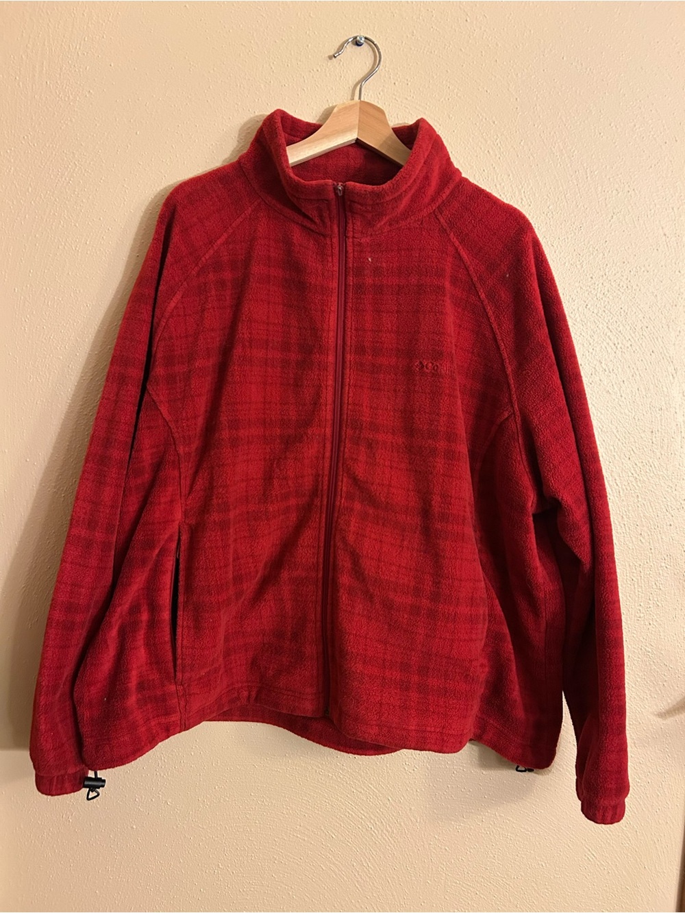 Columbia Red Full-Zip Teddy Fleece Jacket